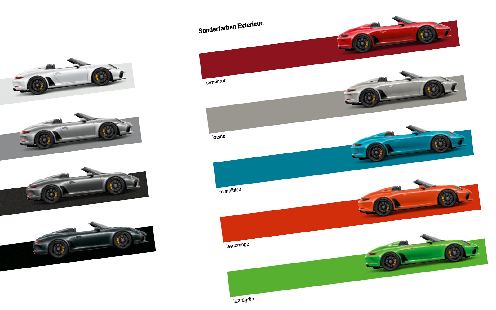 Color Chart: German Market MY2019 Porsche 911 Speedster Catalogue